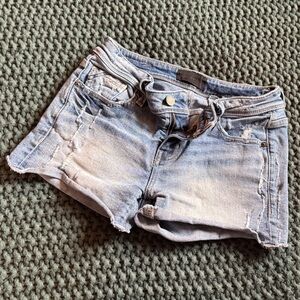 Buckle Light Wash Jean Shorts
